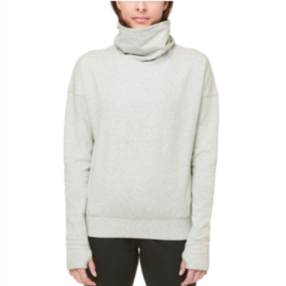 Lululemon Go Forward Pullover Heathered Core Ultra Light Grey Cowl Neck